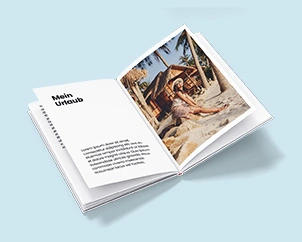 Geöffnetes Fotobuch in A4 mit Urlaubsbildern